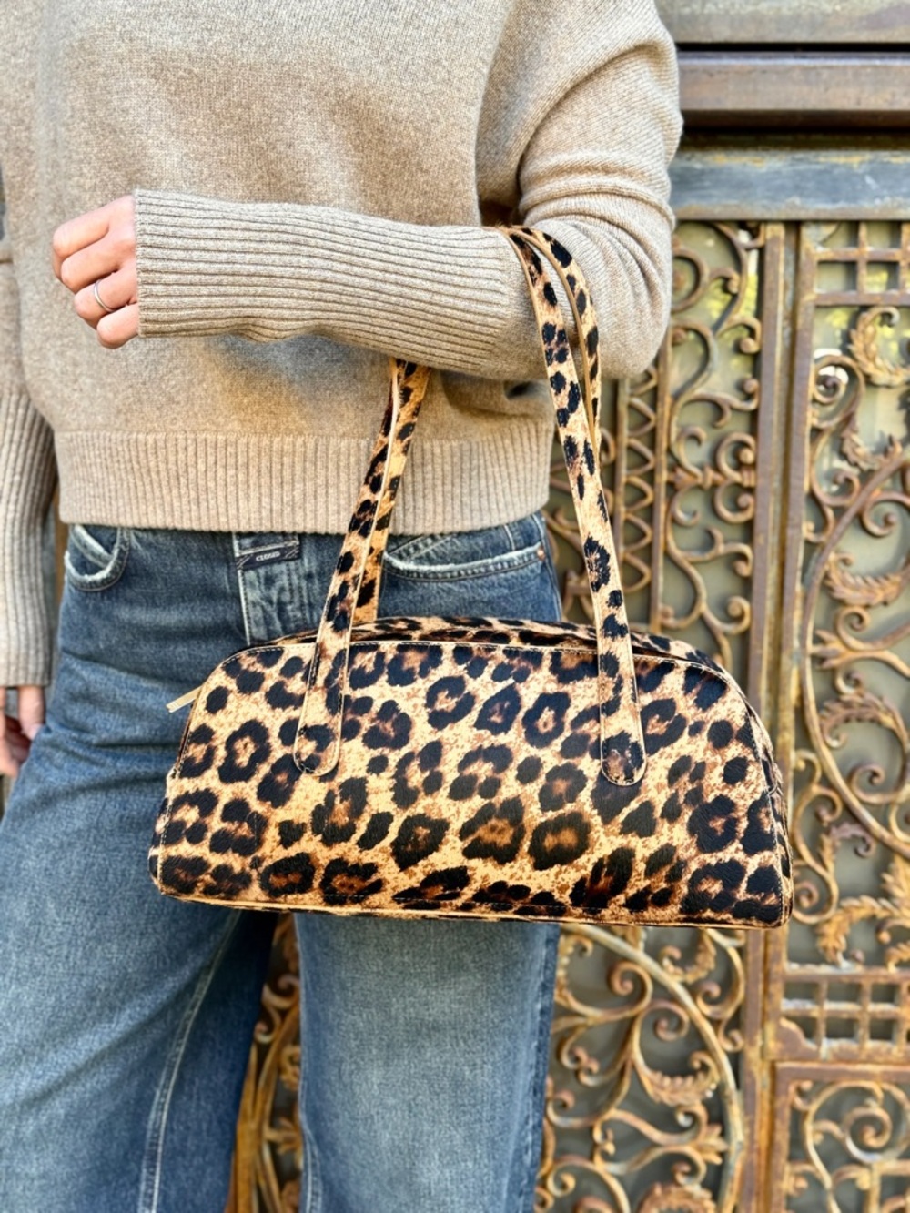NWT Mansur Gavriel Helios Shoulder Bag leopard